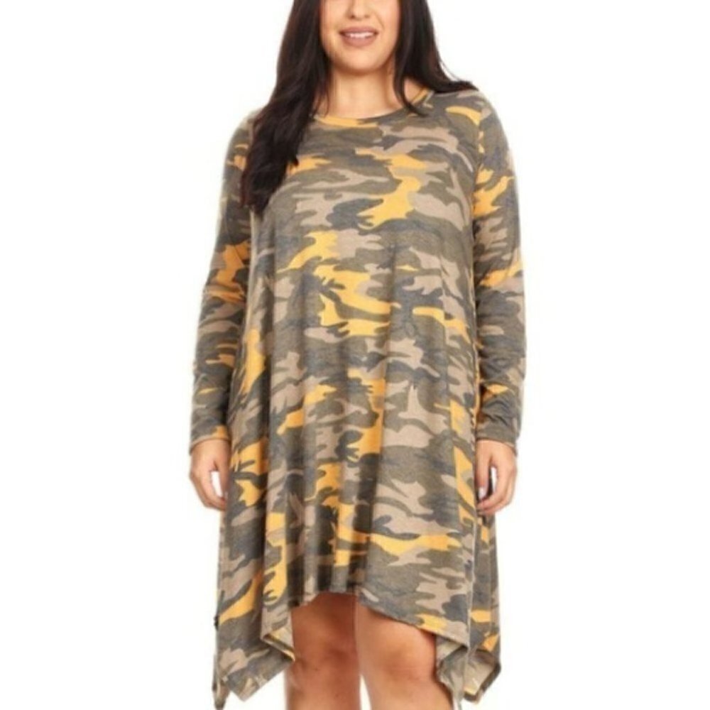 Army Print Tunic Plus Size Dress - Picture 2 of 4